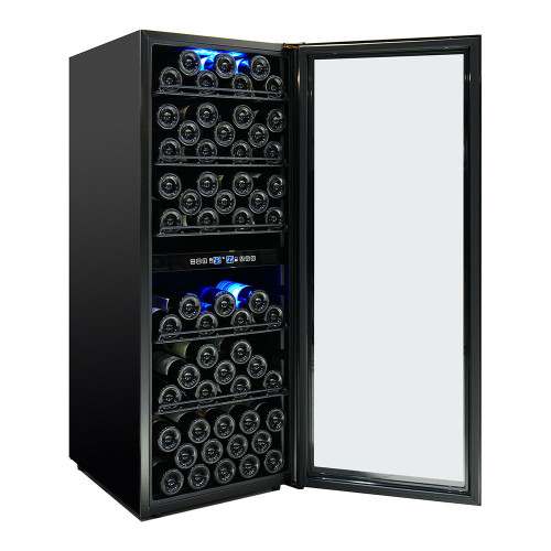 Wholesale Custom Vertical Double Temperature Wine Cooler Deluxe Large Size ZS-B200 with Black Wire Shelf for Hotel Home Use