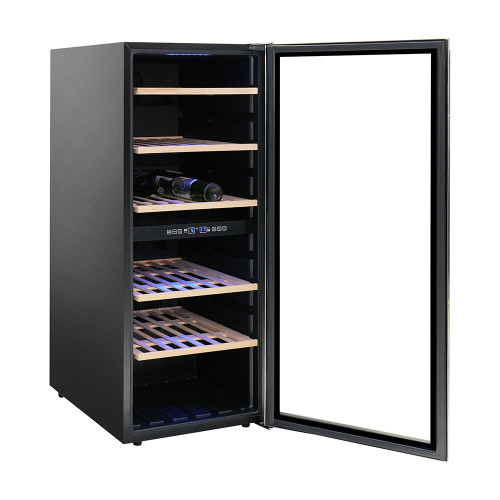 Wholesale European Style 2 Zone Black Wine Cabinet Coolers ZS-B200 For Storage 77 Bottles Wine Chiller With Full Glass Door