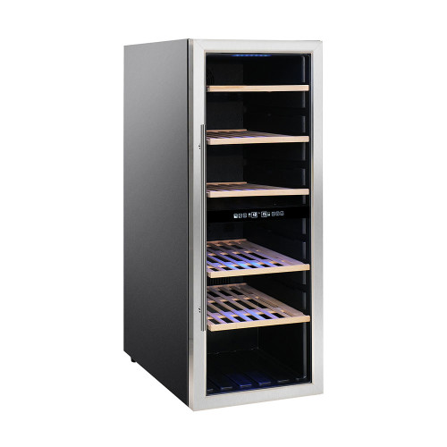 Wholesale European Style 2 Zone Black Wine Cabinet Coolers ZS-B200 For Storage 77 Bottles Wine Chiller With Full Glass Door