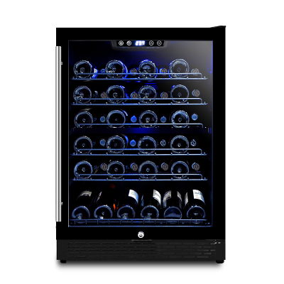 Refrigerador de vinho doméstico embutido de zona única preço de fábrica ZS-A145 com cremalheira de arame e porta de vidro completa