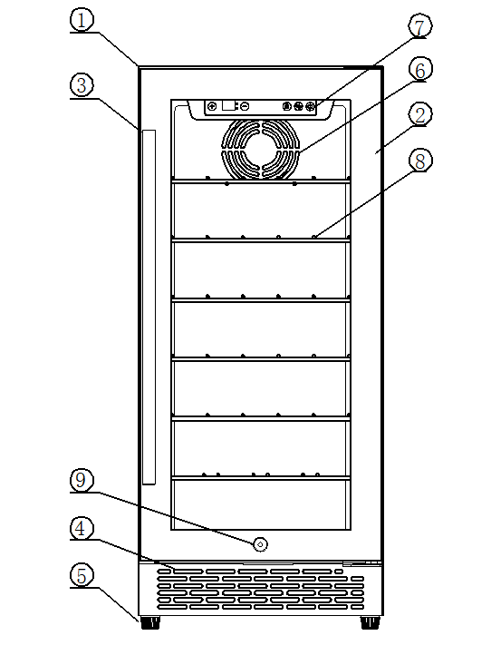 Desenho da estrutura do refrigerador de vinho