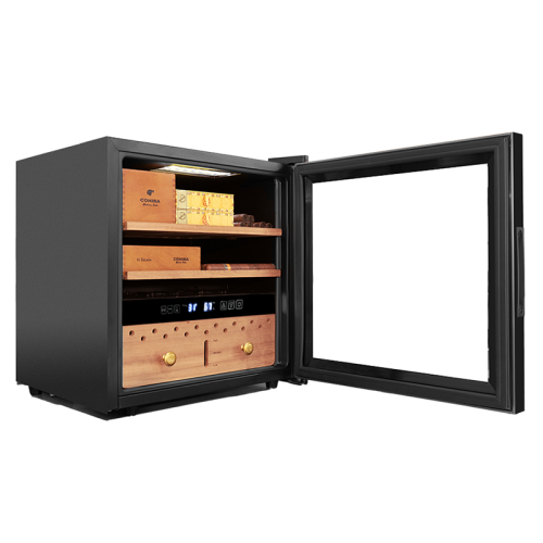 ODM 40 Tabletop Small Humidor Racing Cigar Cooler Glass Cigars Storage Cabinet with Cedar Wooden Rack