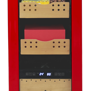 OEM Freestanding Retro Red Cigar Humidor ZS-A48X for Cigar Storage with Cedar Wood Rack Plastic Door