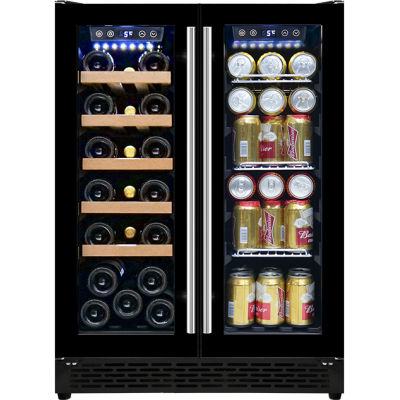 Wholesale Undercounter Double Glass Door Wine And Beverage Coolers Fridge ZS-B120 For Drinks Storage With Wire Rack SS Handle