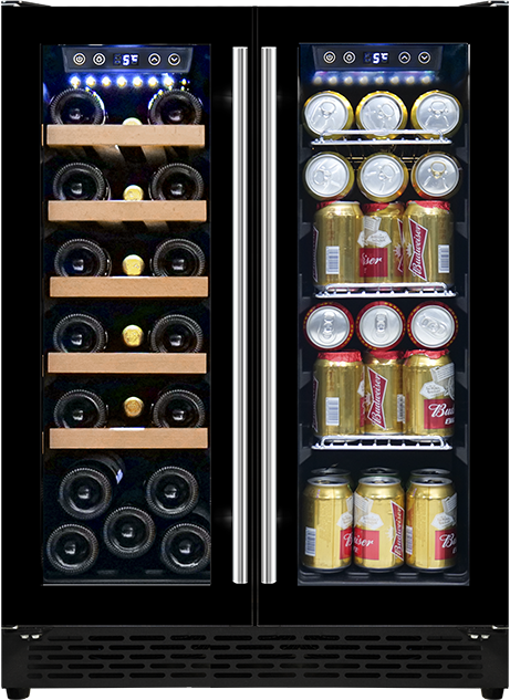 Wholesale Undercounter Double Glass Door Wine And Beverage Coolers Fridge ZS-B120 For Drinks Storage With Wire Rack SS Handle