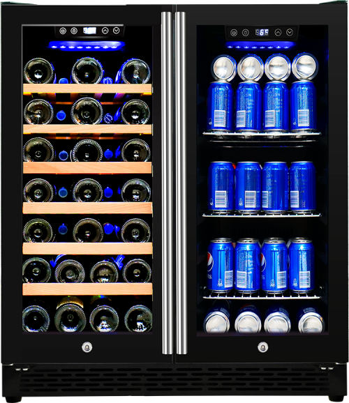 Wholesale Double French SS Door Beverage Cooler Wine Fridge ZS-B176 with Wire Rack Use Under Kitchen Countertops