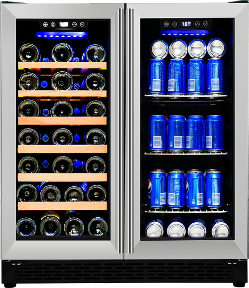 Wholesale Double French SS Door Beverage Cooler Wine Fridge ZS-B176 with Wire Rack Use Under Kitchen Countertops