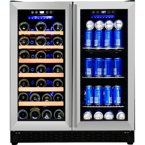 Wholesale Double French SS Door Beverage Cooler Wine Fridge ZS-B176 with Wire Rack Use Under Kitchen Countertops