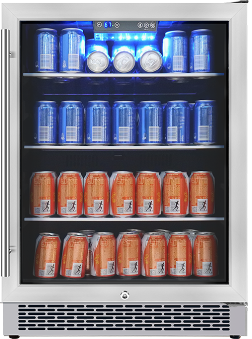 Wholesale 148 Cans Single Zone Built-In Beverage Cooler Machines ZS-A150Y Storage fridge for Beverage with Glass Rack and SS Door