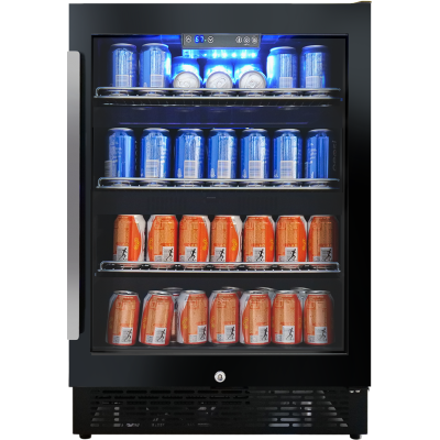 Josoo Single Zone Outdoor Wine Cooler And Bar Beer Fridge Under Counter Refrigerators For Store Ale With Glass Rack And Glass Door