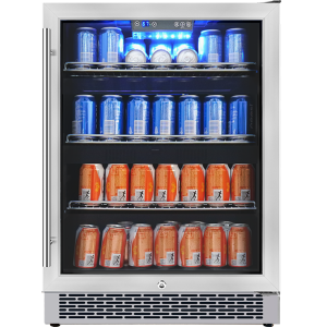 Wholesale 148 Cans Single Zone Built-In Beverage Cooler Machines ZS-A150Y Storage fridge for Beverage with Glass Rack and SS Door