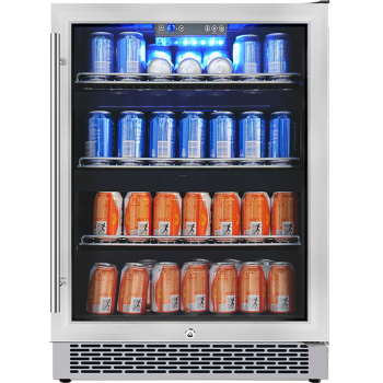 Wholesale 148 Cans Single Zone Built-In Beverage Cooler Machines ZS-A150Y Storage fridge for Beverage with Glass Rack and SS Door