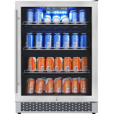 Wholesale 148 Cans Single Zone Built-In Beverage Cooler Machines ZS-A150Y Storage fridge for Beverage with Glass Rack and SS Door