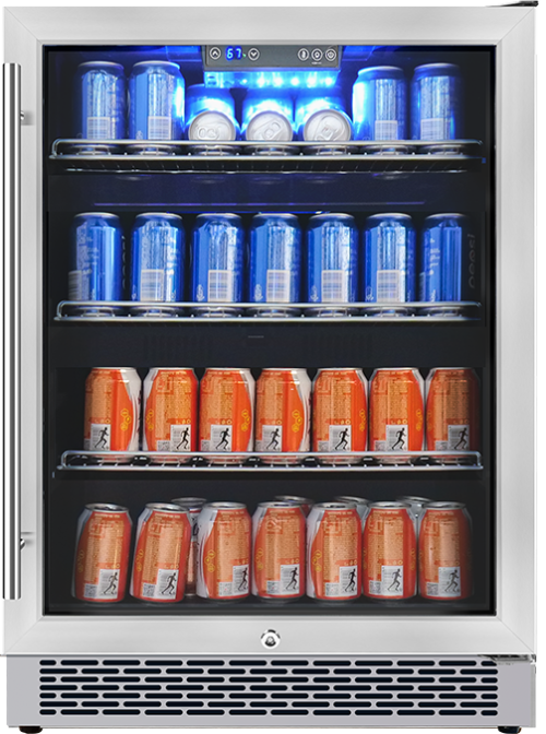 Wholesale 148 Cans Single Zone Built-In Beverage Cooler Machines ZS-A150Y Storage fridge for Beverage with Glass Rack and SS Door