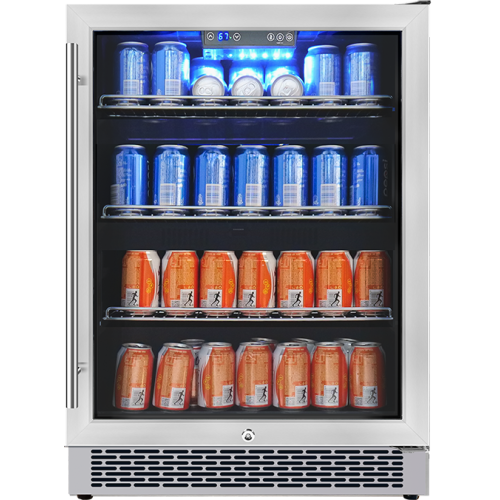 Wholesale 148 Cans Single Zone Built-In Beverage Cooler Machines ZS-A150Y Storage fridge for Beverage with Glass Rack and SS Door