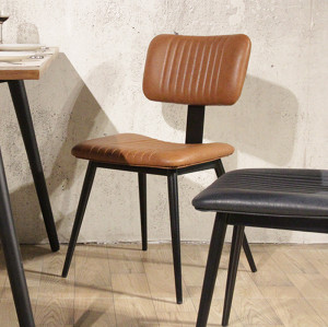 Coffee Shop Industrial Vintage Furniture Metal Genuine Leather Chair Hot Sale