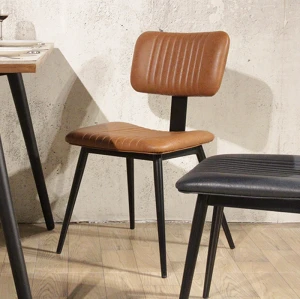 Coffee Shop Industrial Vintage Furniture Metal Genuine Leather Chair Hot Sale