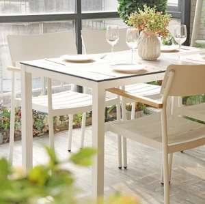 Outdoor Furniture Metal Frame HPL Table top  Restaurant Cafe Shop Dining Table
