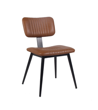 Coffee Shop Industrial Vintage Furniture Metal Genuine Leather Chair Hot Sale