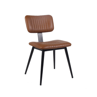 Coffee Shop Industrial Vintage Furniture Metal Genuine Leather Chair Hot Sale