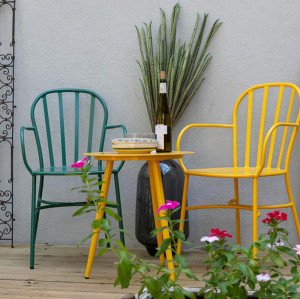 Chaise empilable de patio en aluminium Design vintage Mobilier de jardin Fauteuil d'extérieur