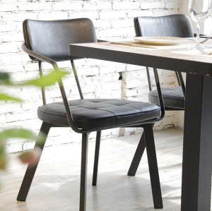 Restaurant Industrial Coffee Shop Dining Chair Leather Metal Frame Pu Seat Chairs
