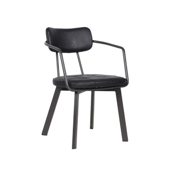 Restaurant Industrial Coffee Shop Dining Chair Leather Metal Frame Pu Seat Chairs