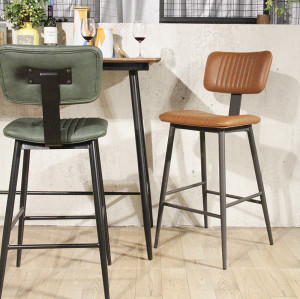 Chaises de bar en cuir faites main de luxe de tabouret élevé de café de vente en gros de meubles commerciaux