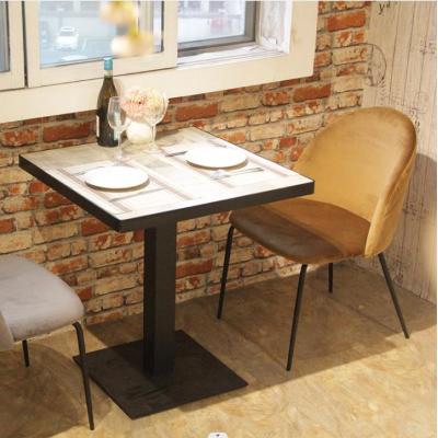 High Quality Restaurant Dining Tables Metal Frame HPL Table Top Indoor Furniture