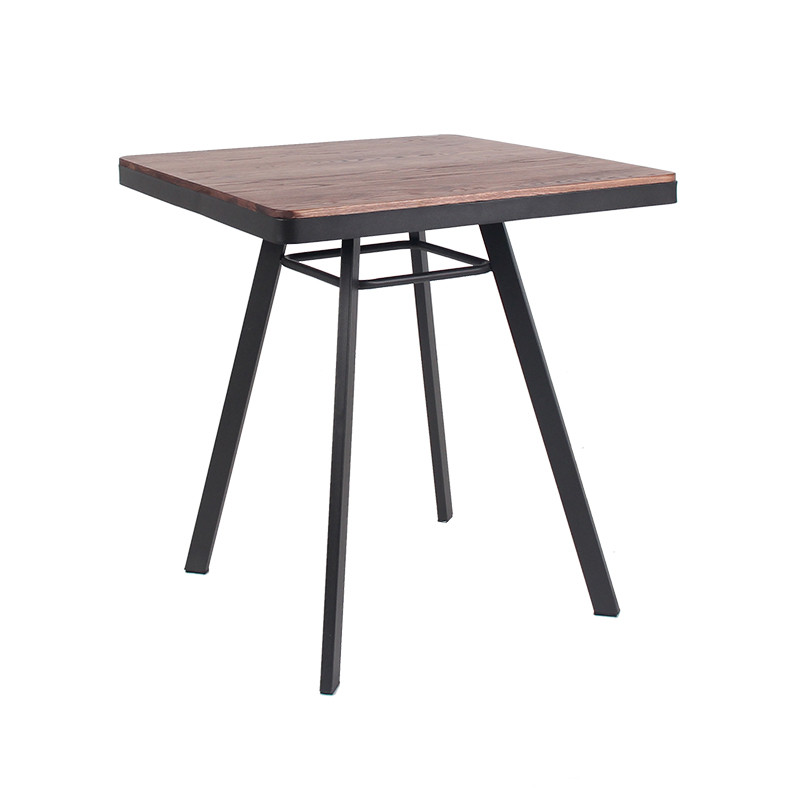 Metal Frame Wooden Table Restaurant Furniture Dining Table For Indoor