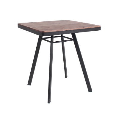 Metal Frame Wooden Table Restaurant Furniture Dining Table For Indoor Use