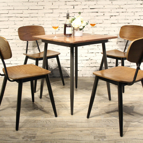 مجموعات أثاث مطعم داخلي 1 طاولة 4 كراسي وطاولة خشبية وكراسي