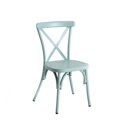 Couleurs adaptées aux besoins du client par Seat de grande taille de chaise de dos de croix en métal de restaurant extérieur