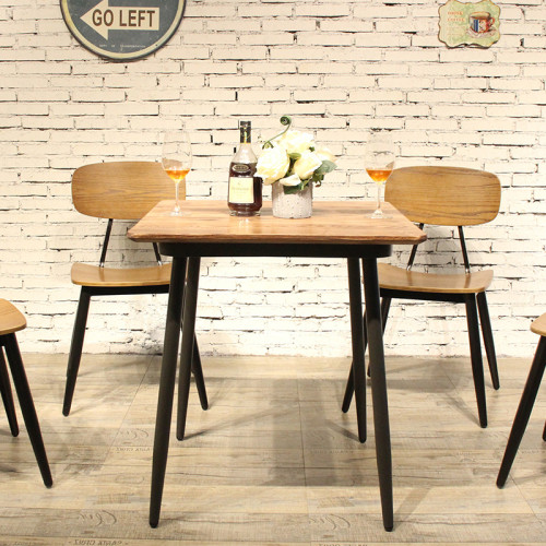مجموعات أثاث مطعم داخلي 1 طاولة 4 كراسي وطاولة خشبية وكراسي