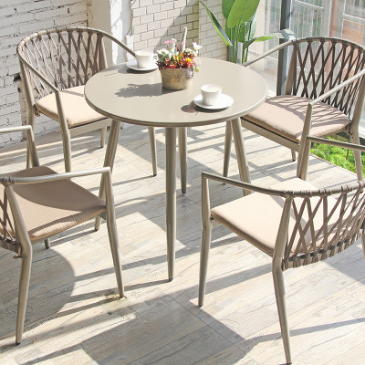 Rattan Chair And Metal Round Table Set Garden Waterproof Furniture Set