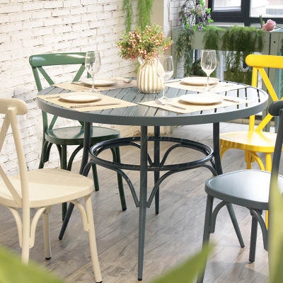 Muebles de exterior de alta calidad para restaurantes Mesa redonda de gran tamaño de lujo con sillas