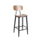 Modern Bar Height Chairs Metal Leg Wooden Seat Vintage Bar Furniture For Restaurant