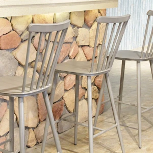 Home Bar Furniture High Chair Distressed Aluminum Vintage Bar Stool Modern Design