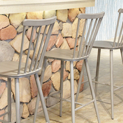 Home Bar Furniture High Chair Distressed Aluminum Vintage Bar Stool Modern Design