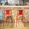 Chaise rouge en aluminium de meubles de barre de chaises hautes d'intérieur pour le bistrot et le restaurant