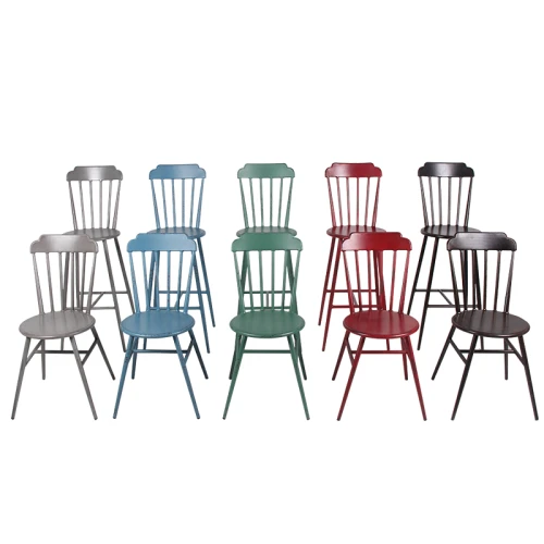 Indoor Metal Dining Chairs Restaurant Furniture Stacking Design Furniture Manufacture