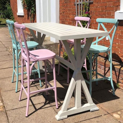 Outdoor Bar Furniture For Home Decor Metal Cross Back High Chair Classic Design