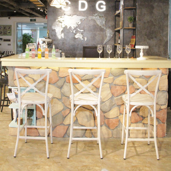 High Quality Contracted Furniture Cross Back High Chair Indoor Restaurant Bar Stool