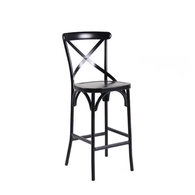 High Quality Contracted Furniture Cross Back High Chair Indoor Restaurant Bar Stool