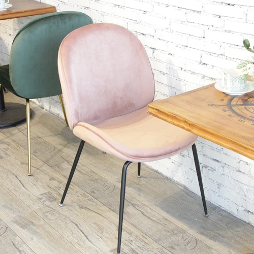 Velvet Chair Indoor Restaurant Dining Furniture Metal Frame Modern Fabric Chair