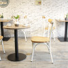 Timber Seat Dining Chair For Indoor Restaurant Dining Room Cross Back Metal Chair