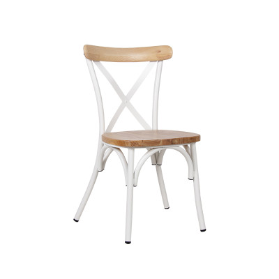 Siège de bois de construction dinant la chaise pour la chaise intérieure en métal de dos de croix de salle à manger de restaurant
