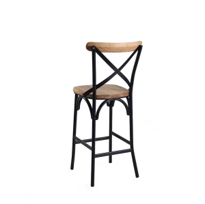 Famous Cross Back Bar Chair Metal Frame With Timber Back And Seat Bar Stool For Restaurant And Bar