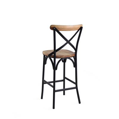 Famous Cross Back Bar Chair Metal Frame With Timber Back And Seat Bar Stool For Restaurant And Bar