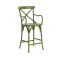 Outdoor Bar Stool With Armrest Cross Back Design High Chair Aluminum Steel Material